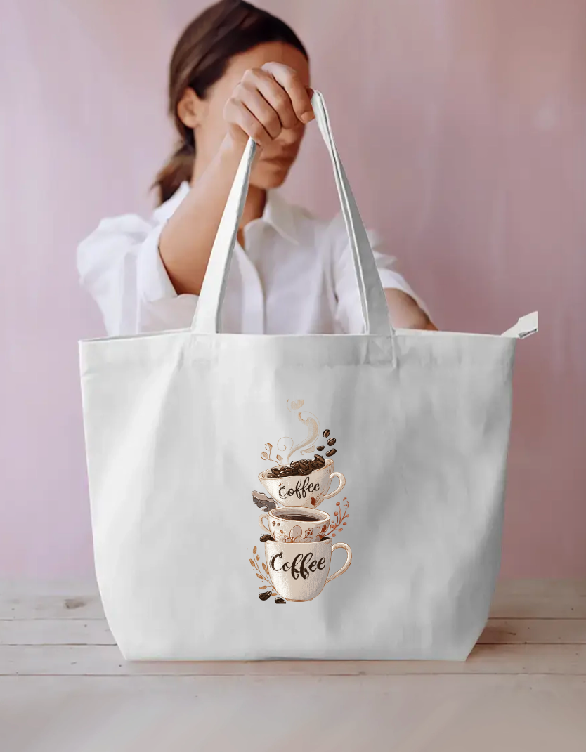 Coffee Art Tote Bag Everyday Large Tote Bag by @rd_digital_store