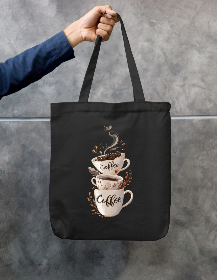 Coffee Art Tote Bag Zipper Tote Bag by @rd_digital_store