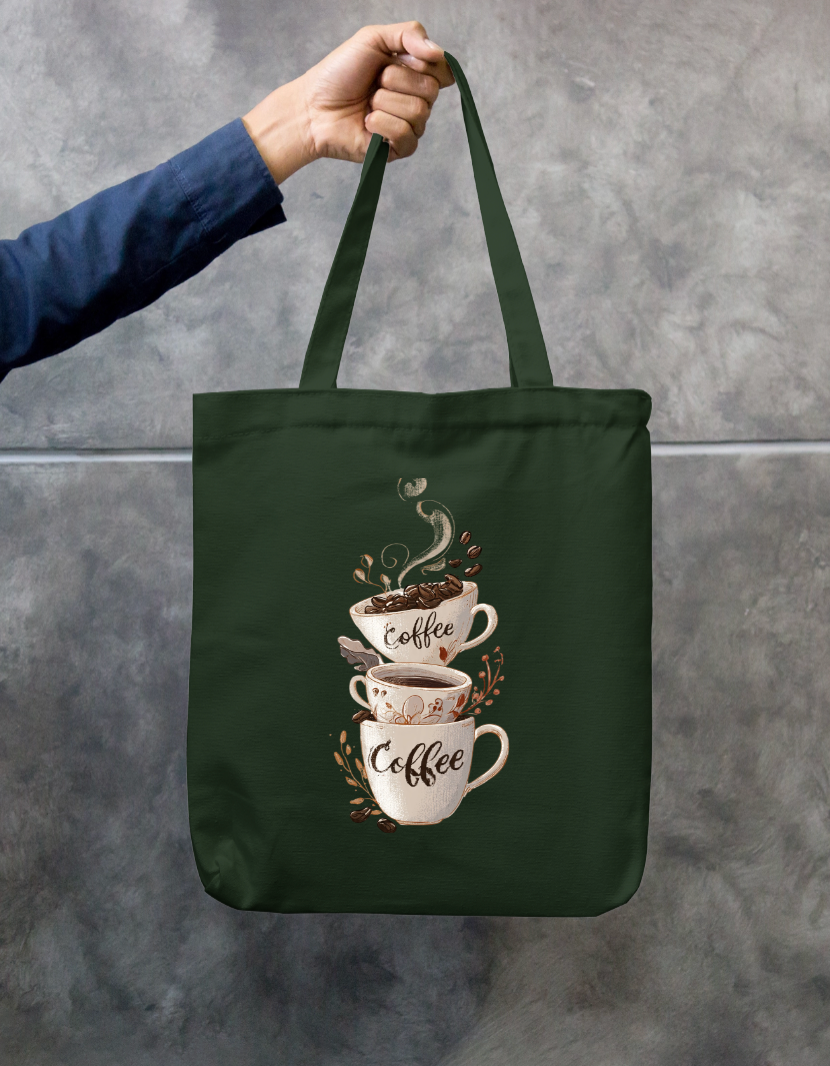 Coffee Art Tote Bag Zipper Tote Bag by @rd_digital_store
