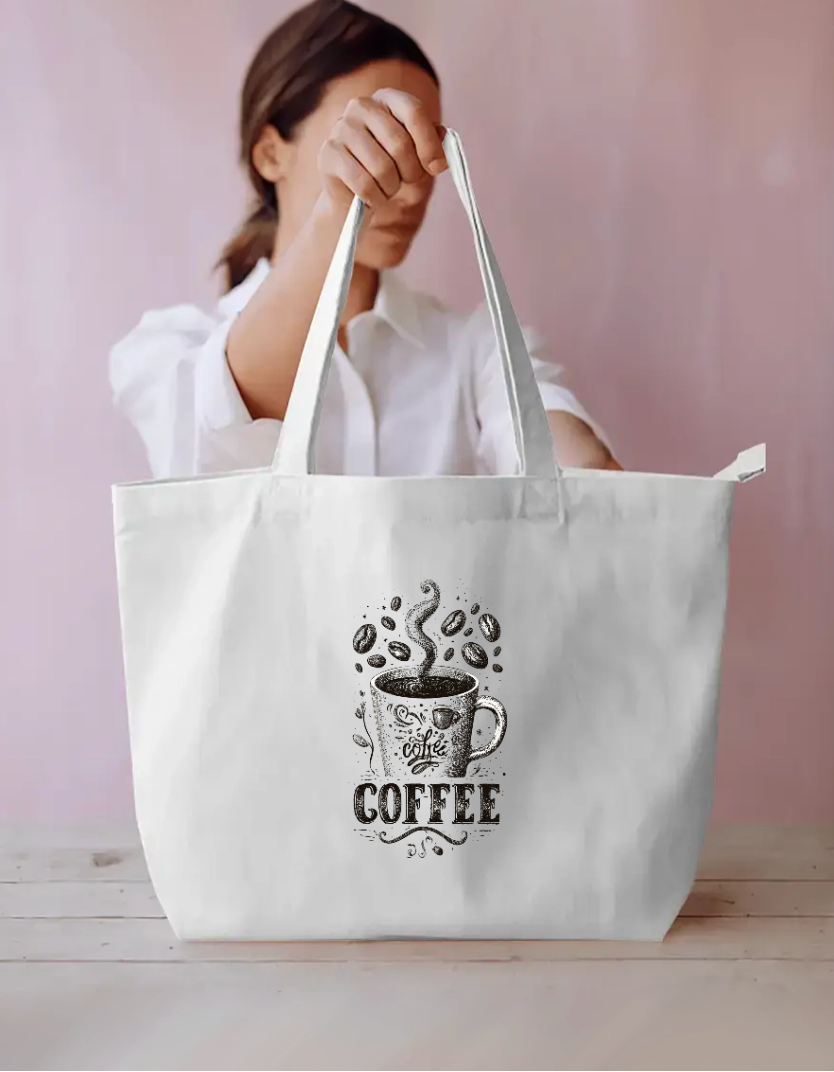 Coffee Art Tote Bag Everyday Large Tote Bag by @rd_digital_store