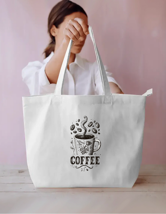 Coffee Art Tote Bag Everyday Large Tote Bag by @rd_digital_store