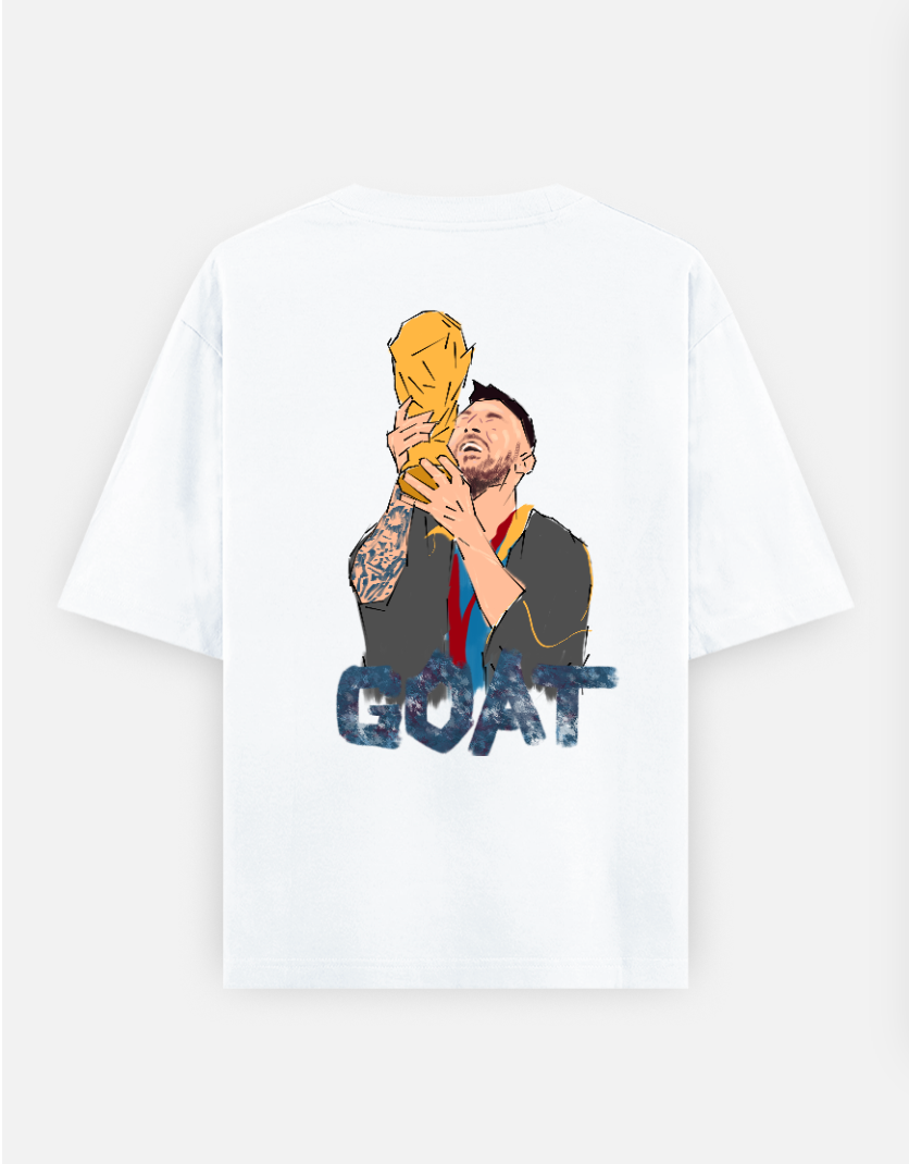 Messi Goat Oversized T-shirt (Back print) by @sarangdhar_by_kunal