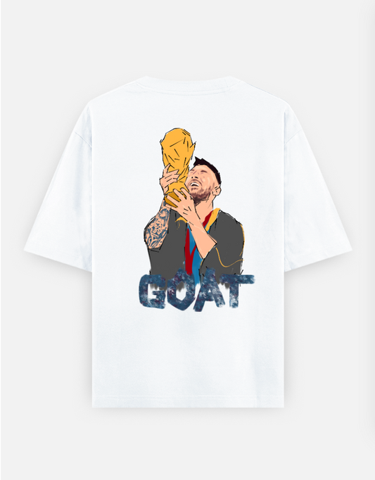 Messi Goat Oversized T-shirt (Back print) by @sarangdhar_by_kunal