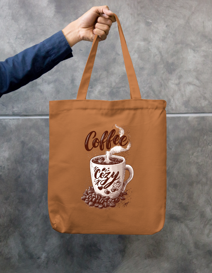 Coffee Art Tote Bag Zipper Tote Bag by @rd_digital_store