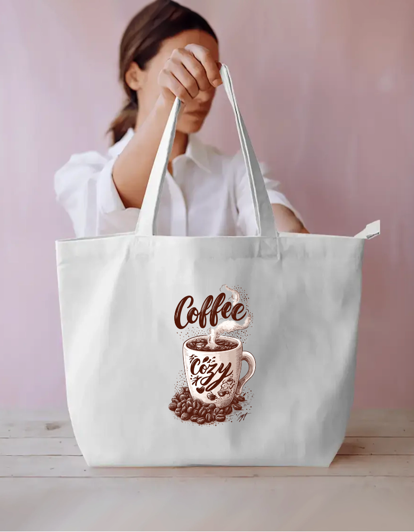 Coffee Art Tote Bag Everyday Large Tote Bag by @rd_digital_store