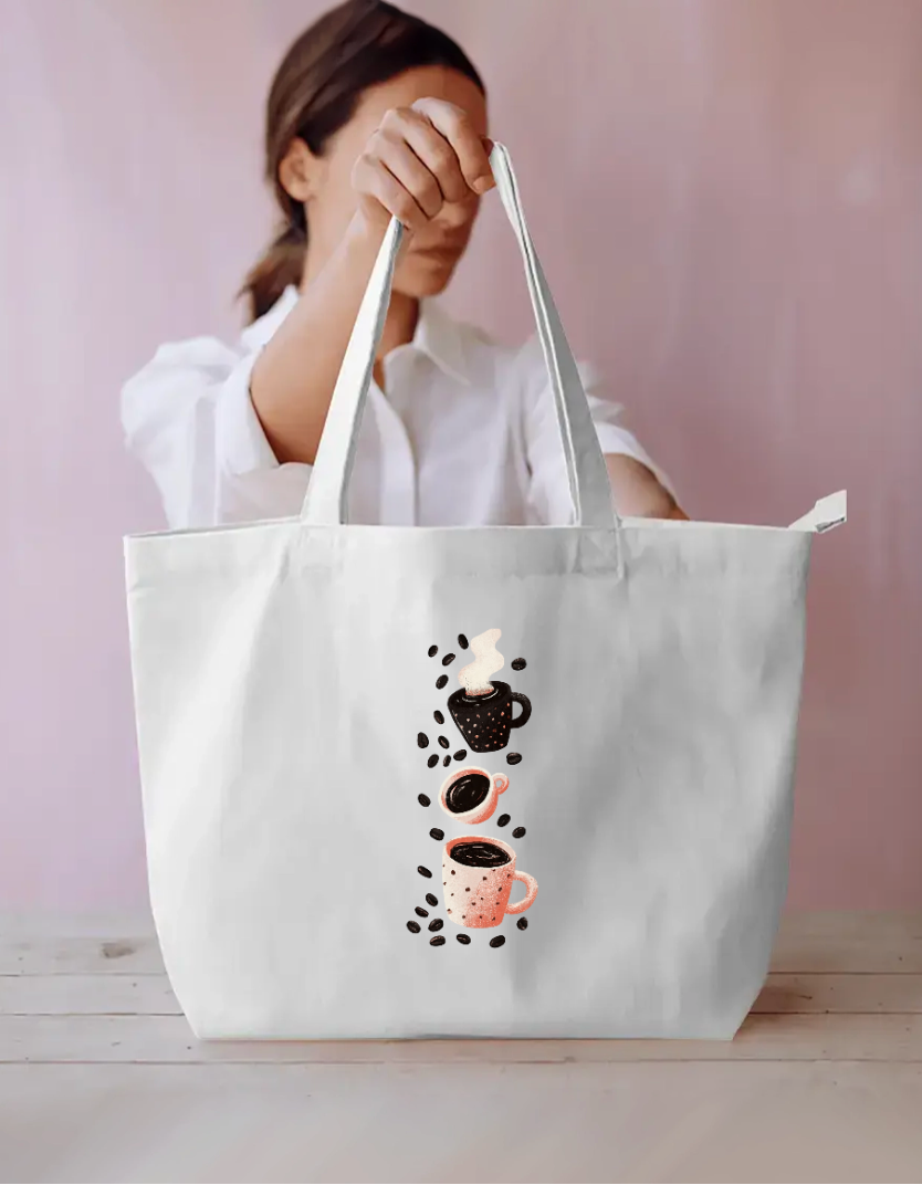 Coffee Art Tote Bag Everyday Large Tote Bag by @rd_digital_store