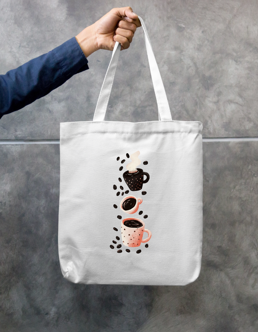 Coffee Art Tote Bag Zipper Tote Bag by @rd_digital_store