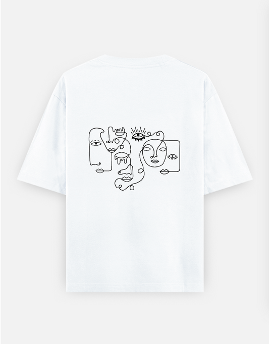 Abstract face Oversized T-shirt (Back print) by @astravore_designs