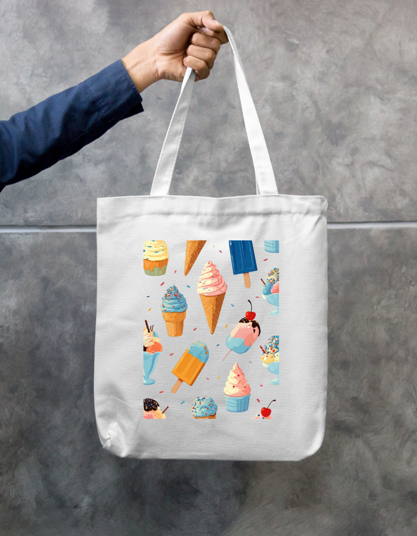 Ice Cream Art Tote Bag Zipper Tote Bag by @rd_digital_store