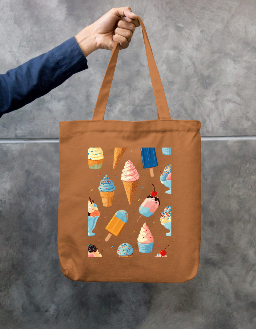Ice Cream Art Tote Bag Zipper Tote Bag by @rd_digital_store
