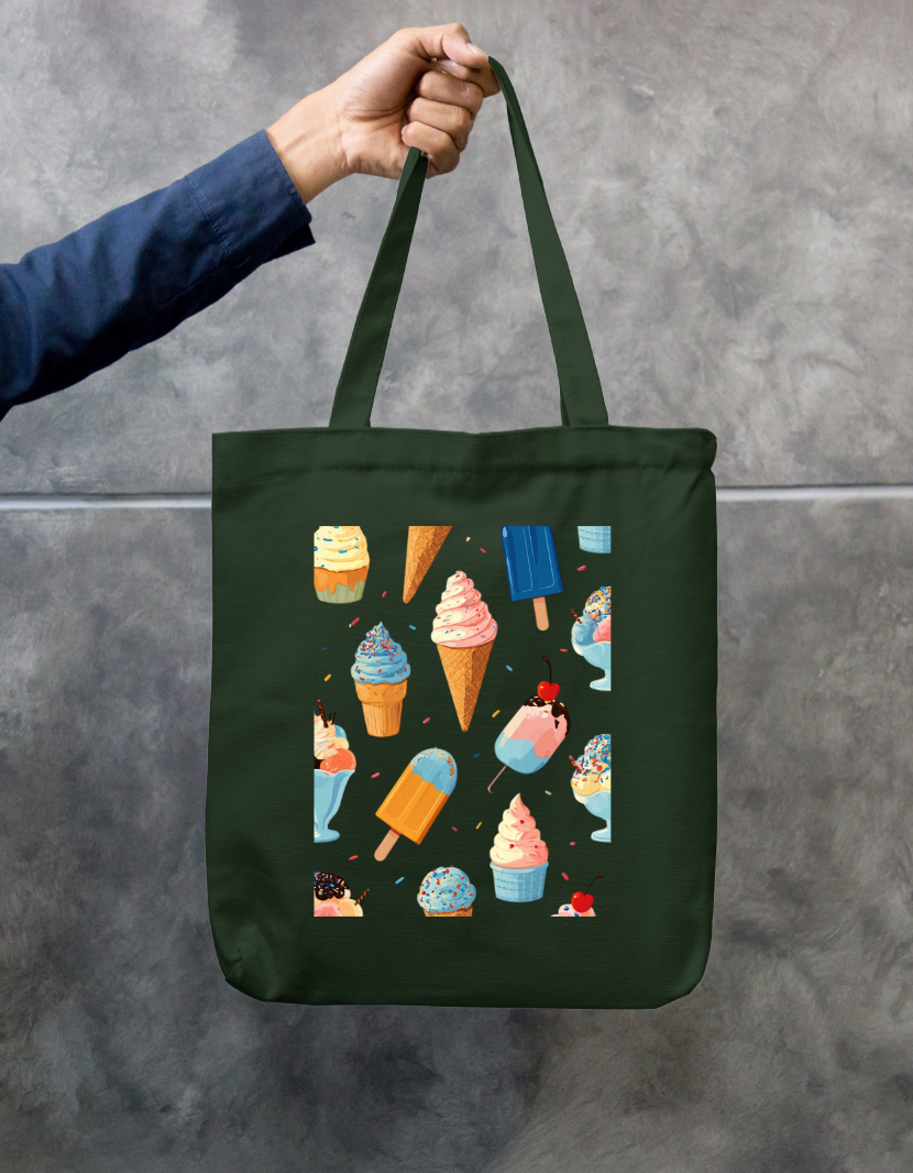 Ice Cream Art Tote Bag Zipper Tote Bag by @rd_digital_store