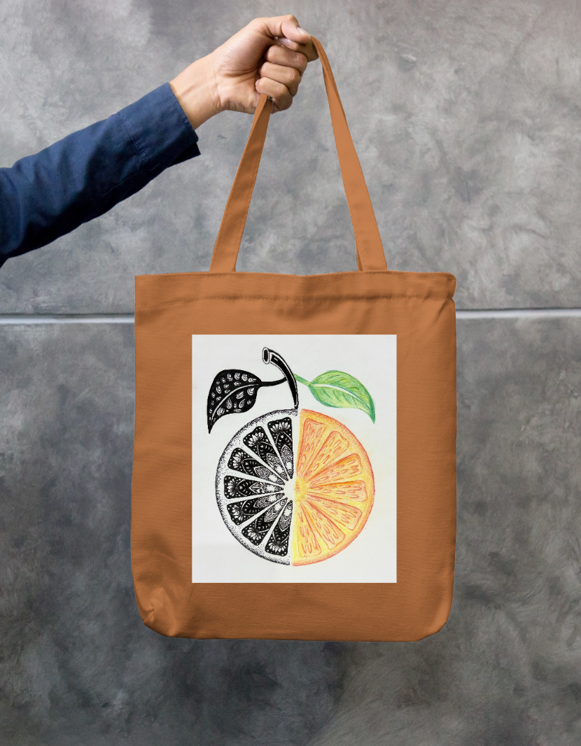 Mandala Orange Harmony Zipper Tote Bag by @sketch.box.studios