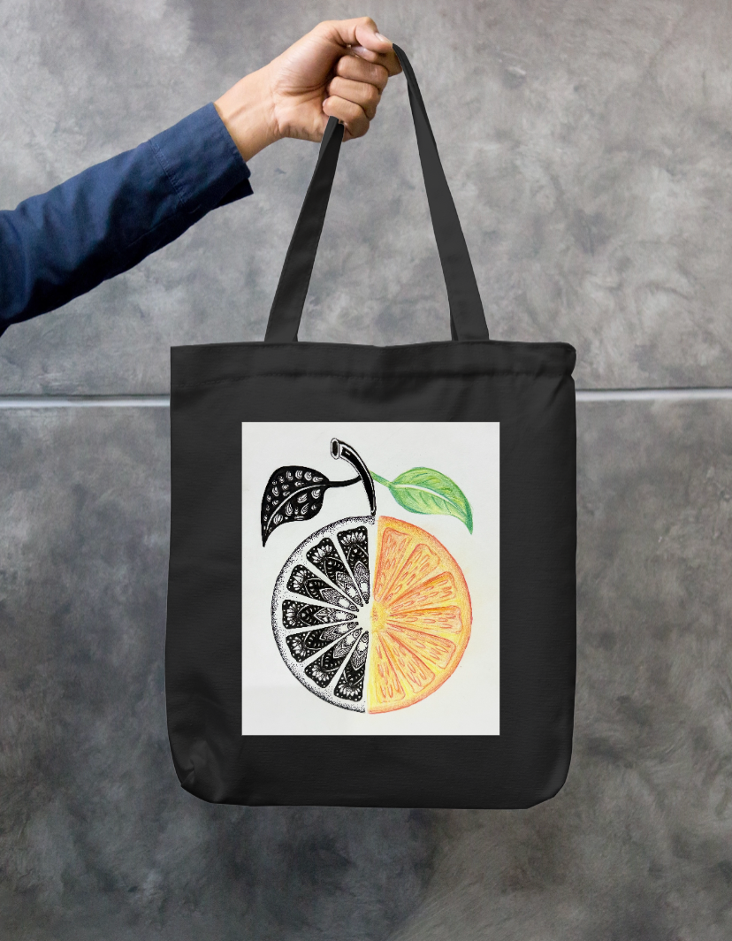 Mandala Orange Harmony Zipper Tote Bag by @sketch.box.studios