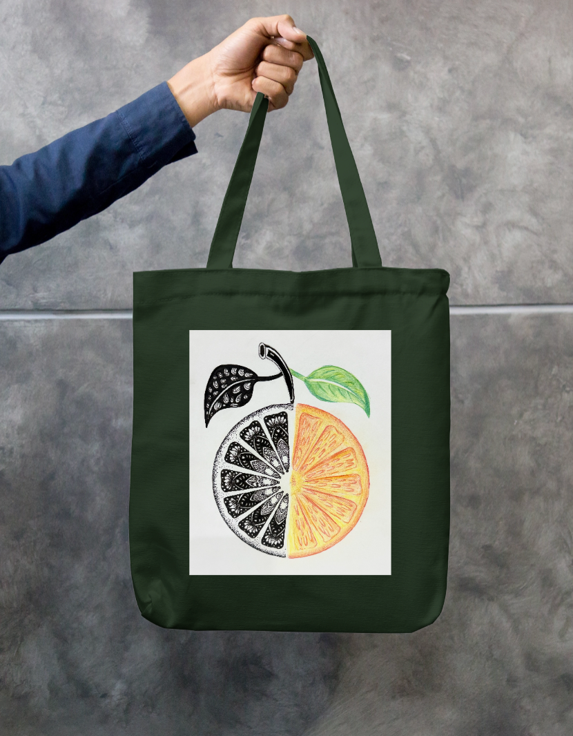 Mandala Orange Harmony Zipper Tote Bag by @sketch.box.studios