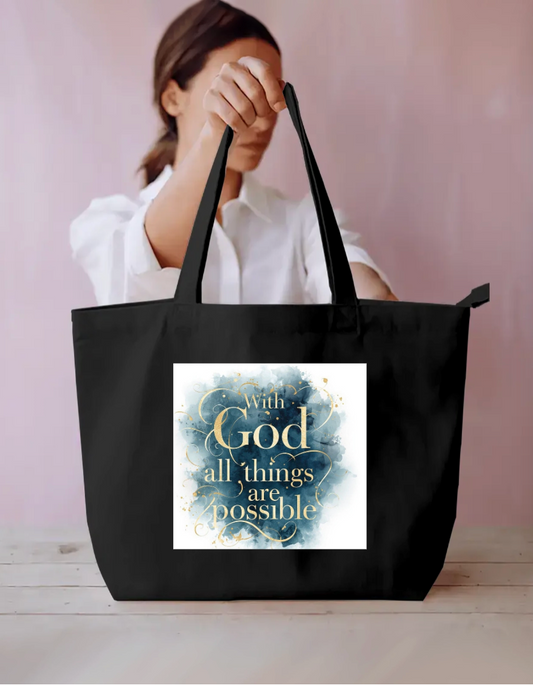 With God Everyday Large Tote Bag by Rashmitta Baruah 