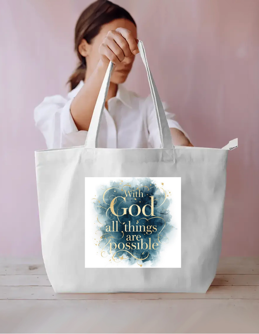 With God Everyday Large Tote Bag by Rashmitta Baruah 