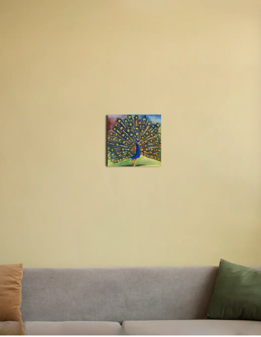Dancing peacock 8"x8" Canvas Poster by @rashmittabaruah