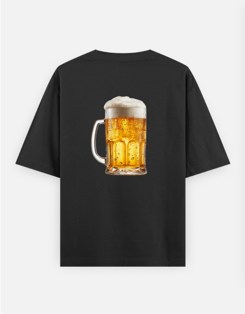 BEER Oversized T-shirt (Back print) by Mithisar Daimary 