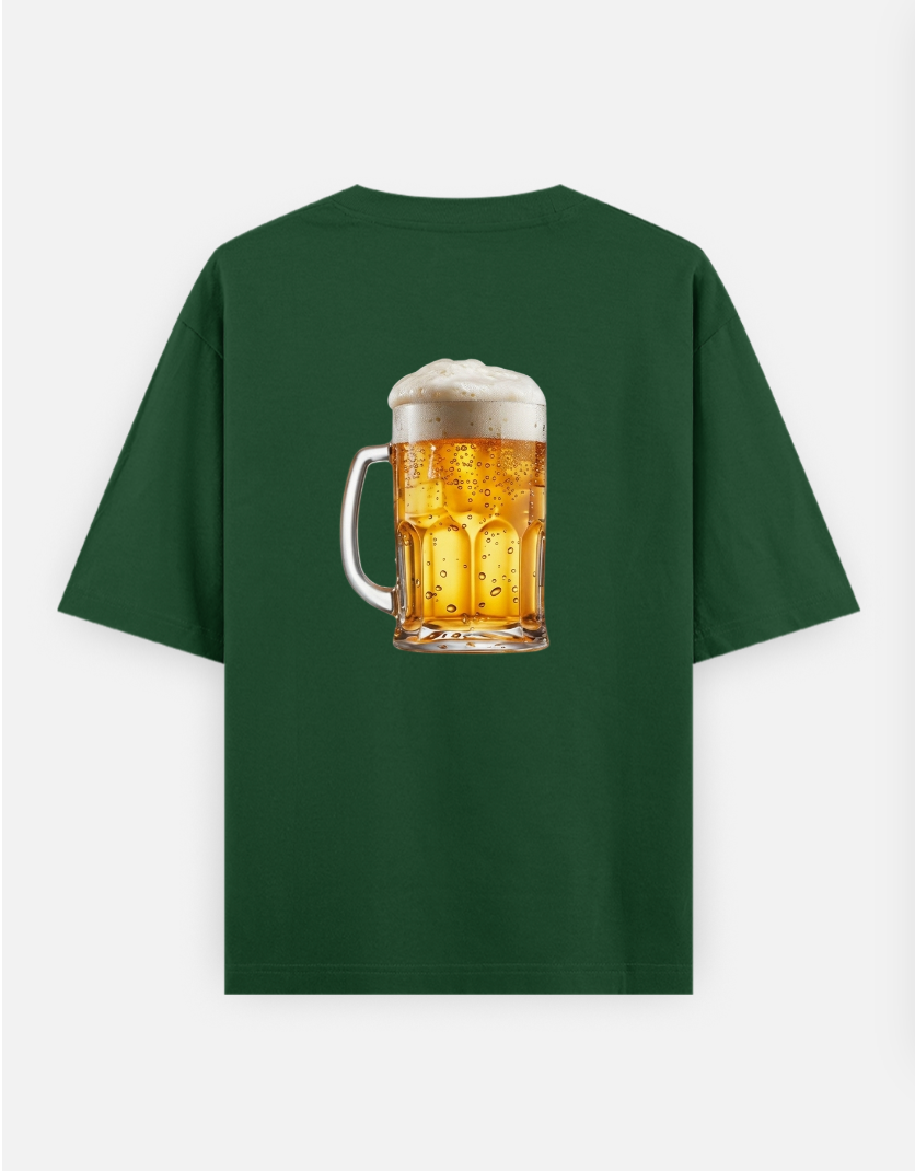 BEER Oversized T-shirt (Back print) by Mithisar Daimary 