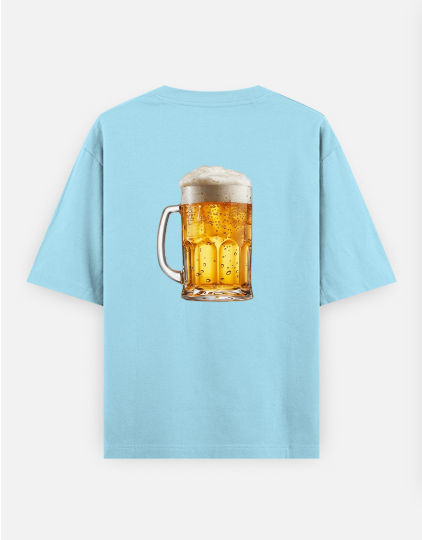 BEER Oversized T-shirt (Back print) by Mithisar Daimary 