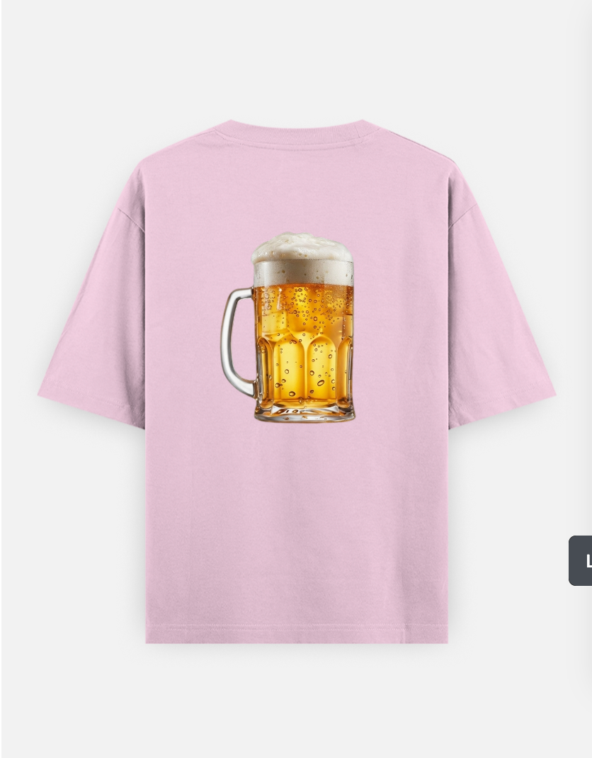 BEER Oversized T-shirt (Back print) by Mithisar Daimary 