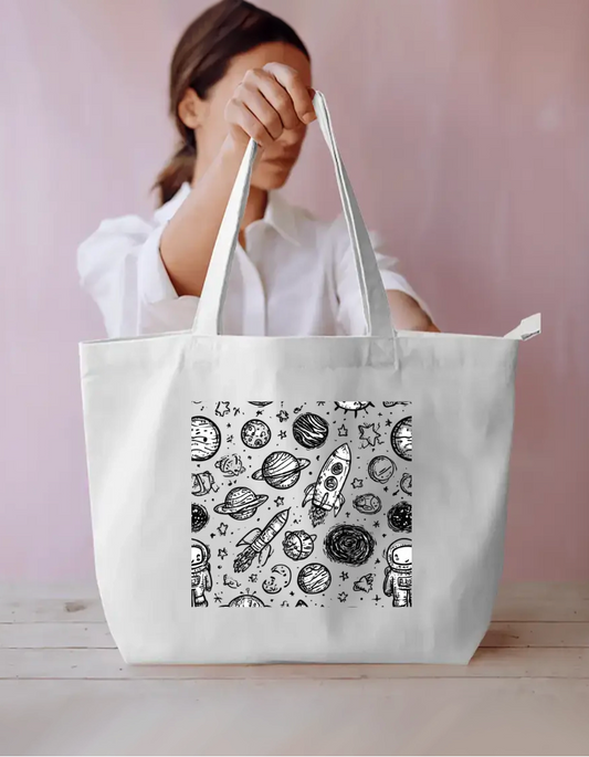 Space Exploration Tote Bag Everyday Large Tote Bag by @rd_digital_store