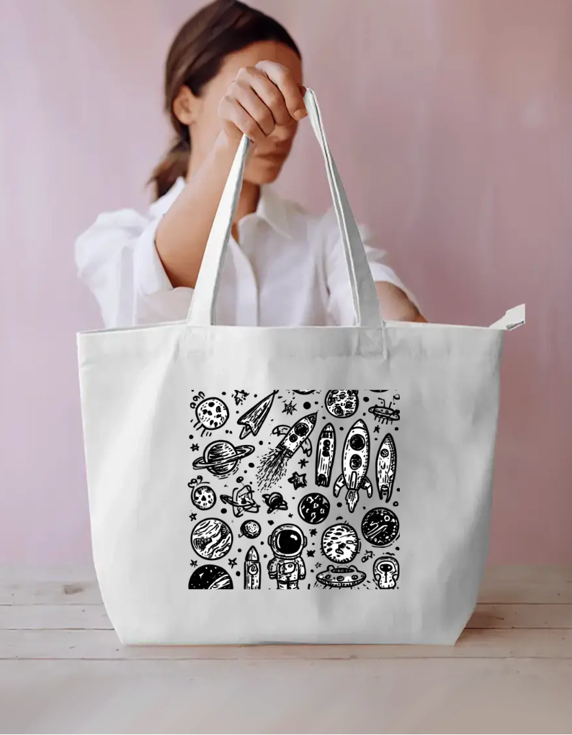 Space Exploration Tote Bag Everyday Large Tote Bag by @rd_digital_store