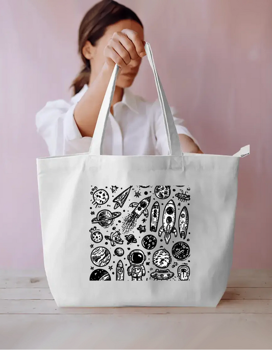 Space Exploration Tote Bag Everyday Large Tote Bag by @rd_digital_store