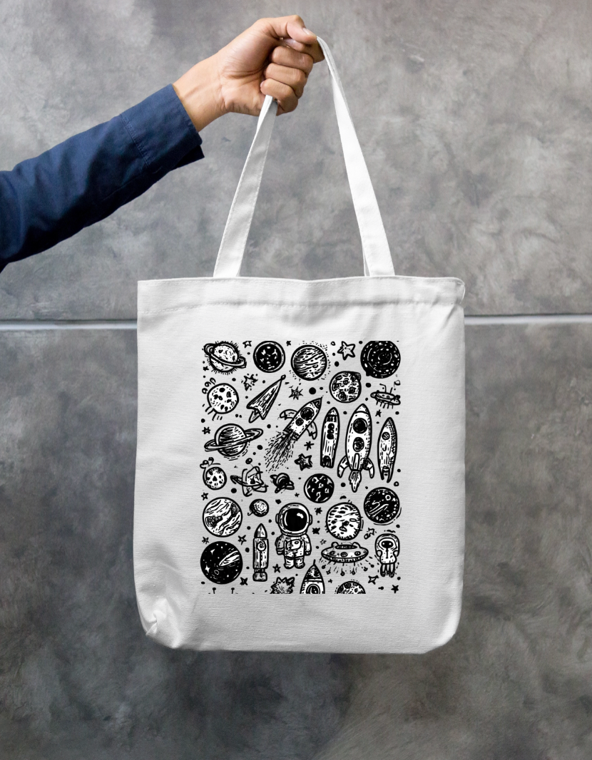 Space Exploration Tote Bag Zipper Tote Bag by @rd_digital_store
