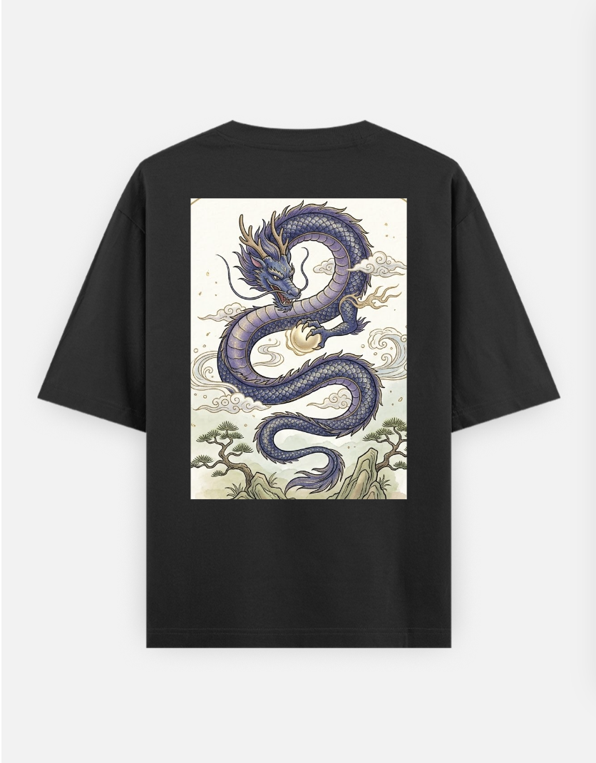 Pearl of the dragon Oversized T-shirt (Back print) by @rashmittabaruah