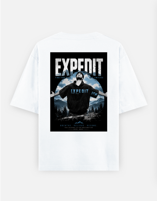 Expedition Oversized T-shirt (Back print) by Saya Kotian