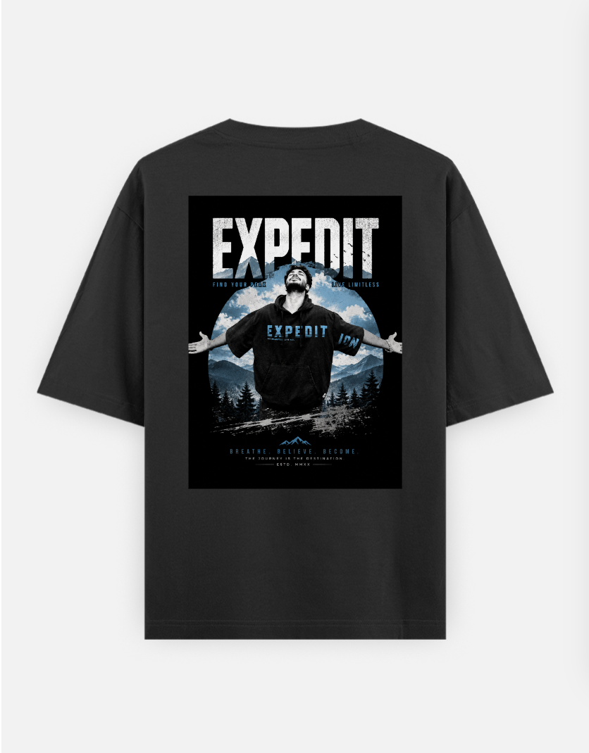 Expedition Oversized T-shirt (Back print) by Saya Kotian