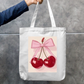 Cherry bow Zipper Tote Bag by nisha naik