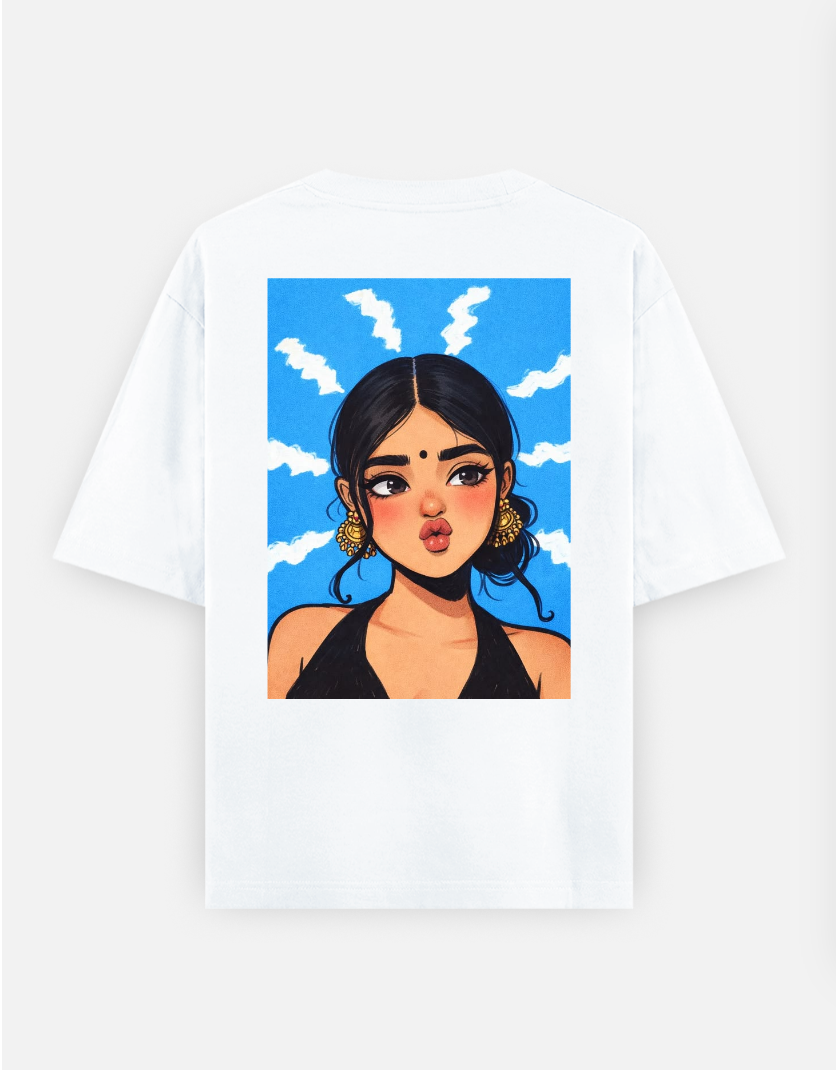 Cute girl Oversized T-shirt (Back print) by nisha naik