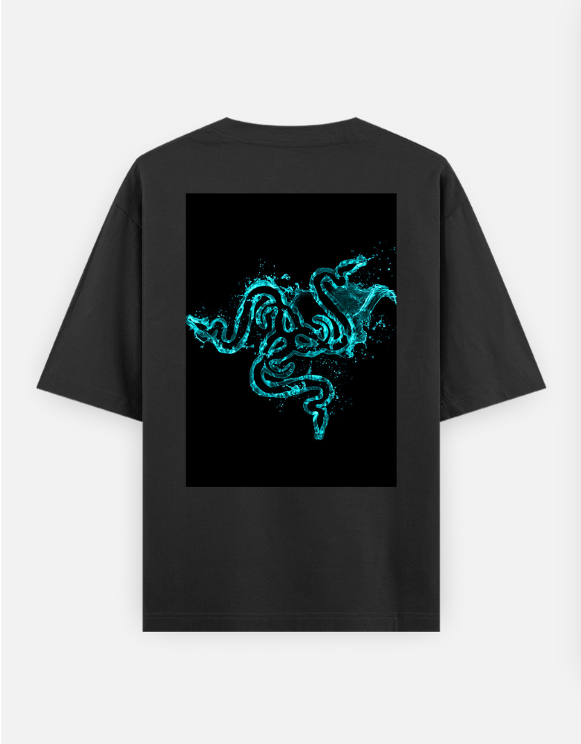 'Neon Snake', 'Cyber Snake glow', Electric Serpent' ,'Neon Viper', 'Glowing Snake Art' Oversized T-shirt (Back print) by juli kumari