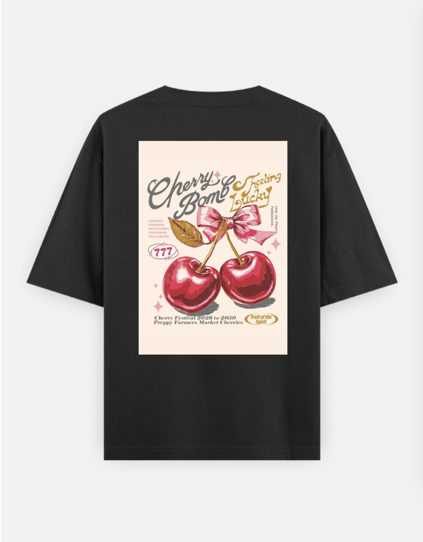 Cherry Oversized T-shirt (Back print) by Snow