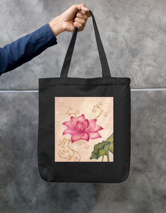 Lotus soft design Zipper Tote Bag by Tamanna