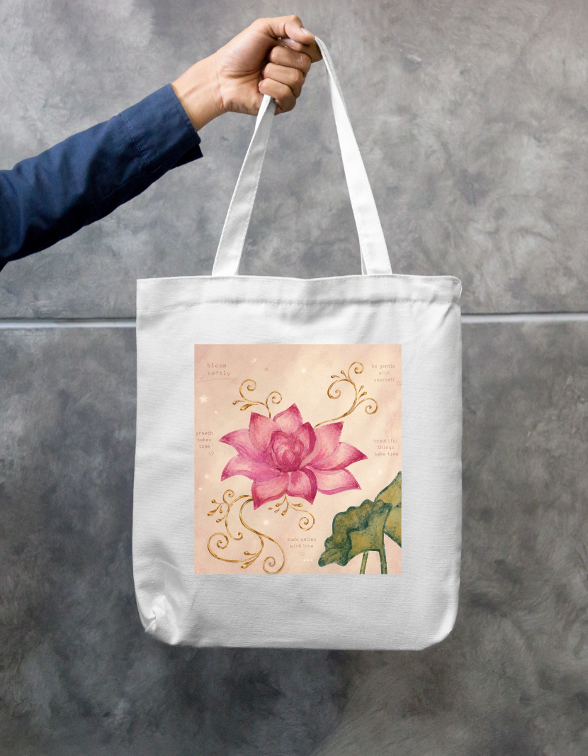 Lotus soft design Zipper Tote Bag by Tamanna