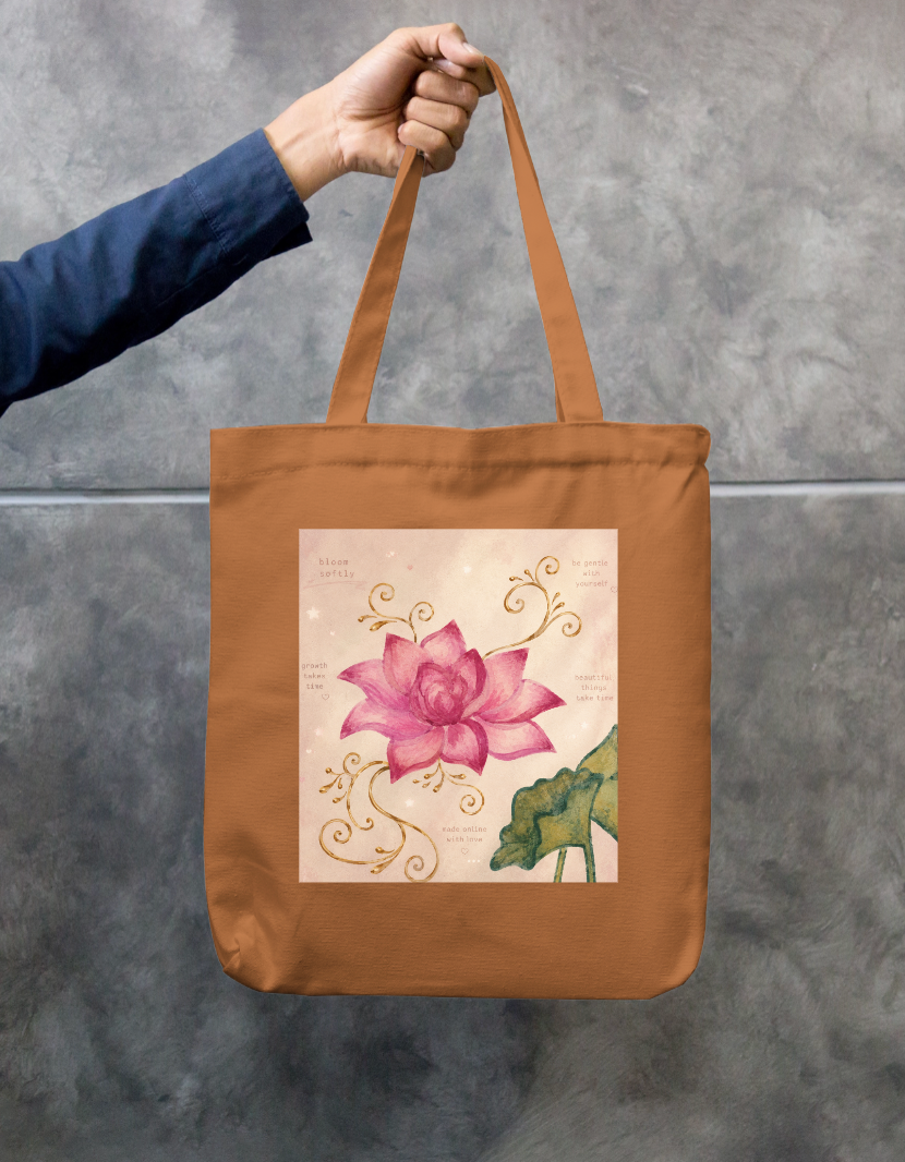 Lotus soft design Zipper Tote Bag by Tamanna
