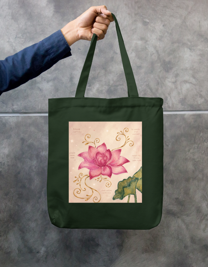 Lotus soft design Zipper Tote Bag by Tamanna