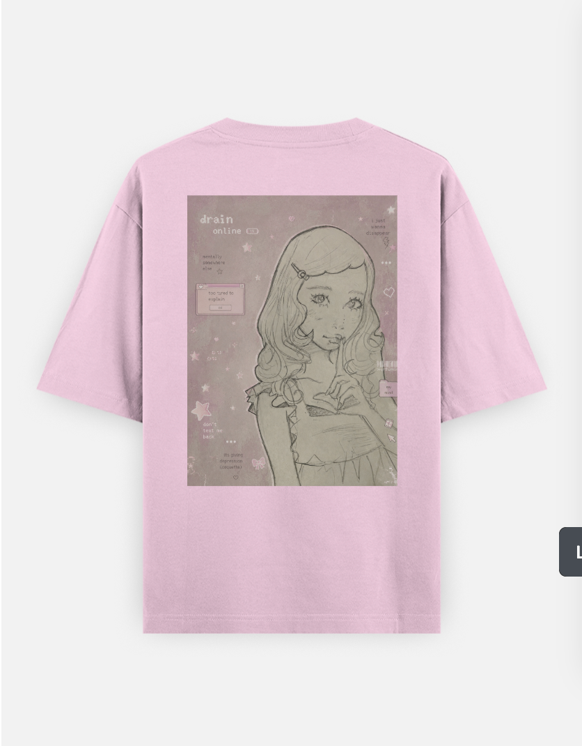 Soft girl syndrome Oversized T-shirt (Back print) by Tamarind
