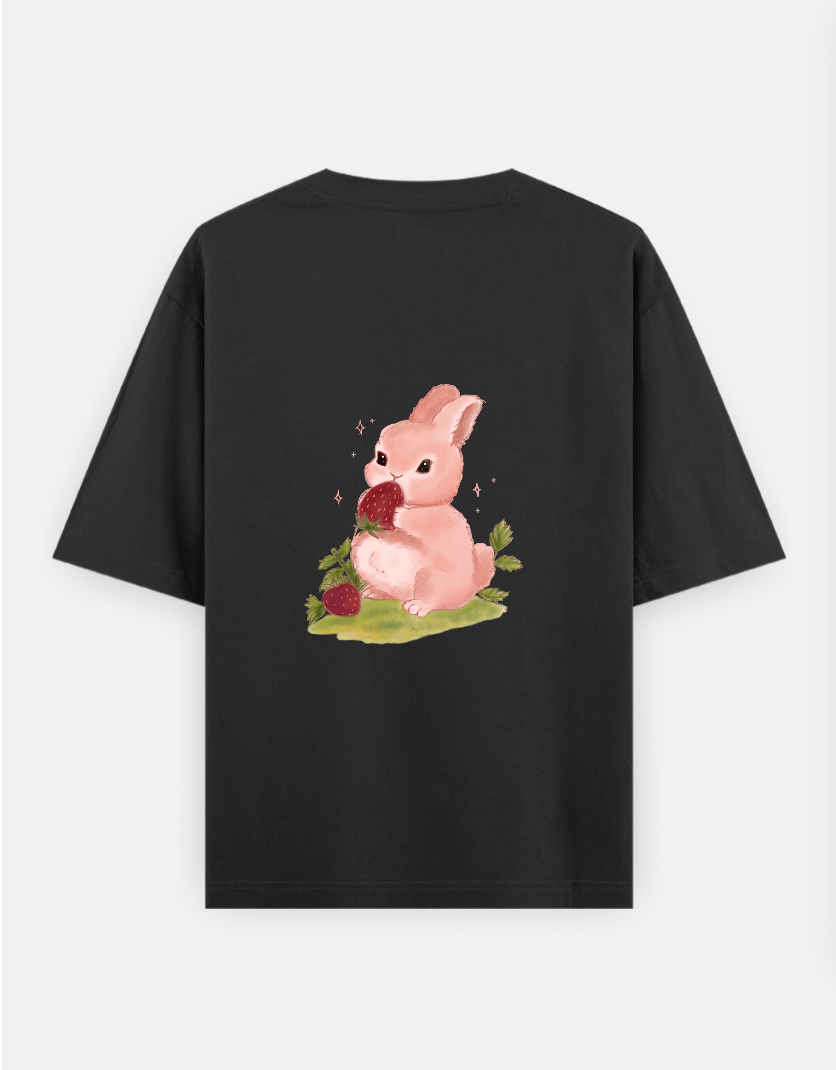Cute pinky bunny Oversized T-shirt (Back print) by Vedhika