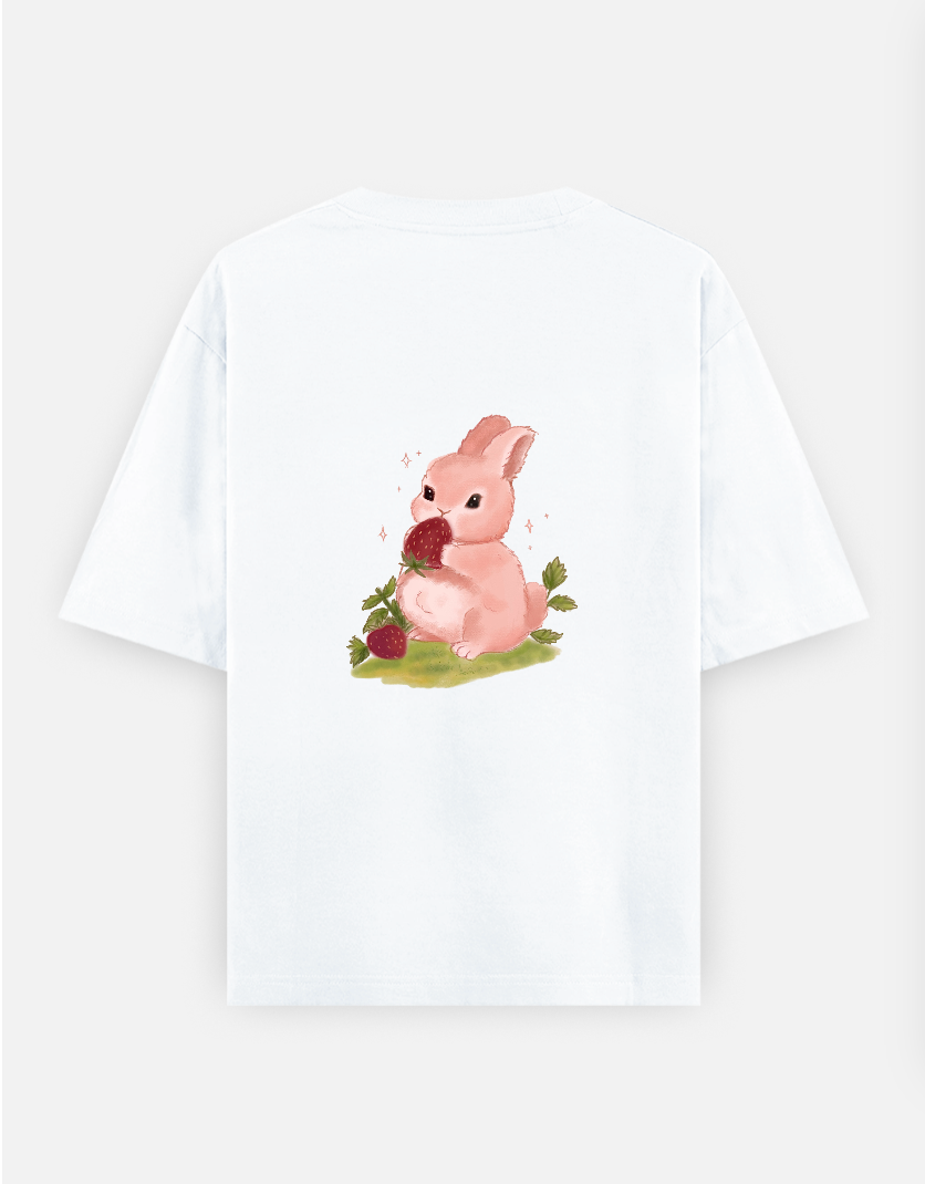 Cute pinky bunny Oversized T-shirt (Back print) by Vedhika