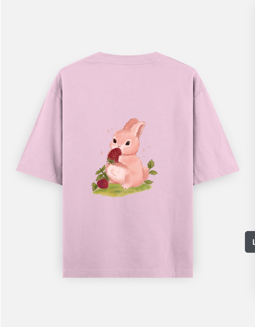 Cute pinky bunny Oversized T-shirt (Back print) by Vedhika