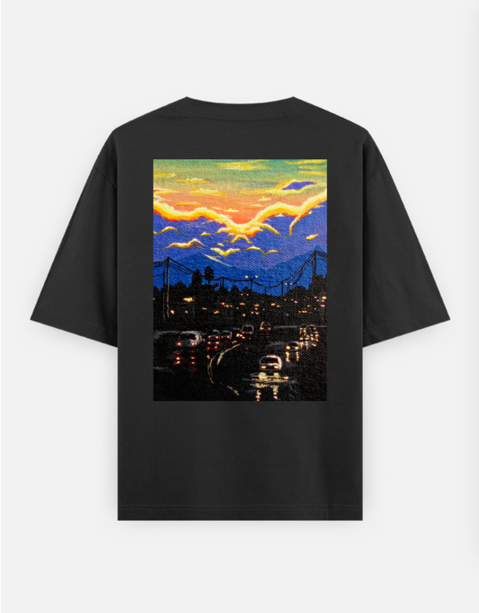 Rainy Evening Oversized T-shirt (Back print) by Manish Pawar