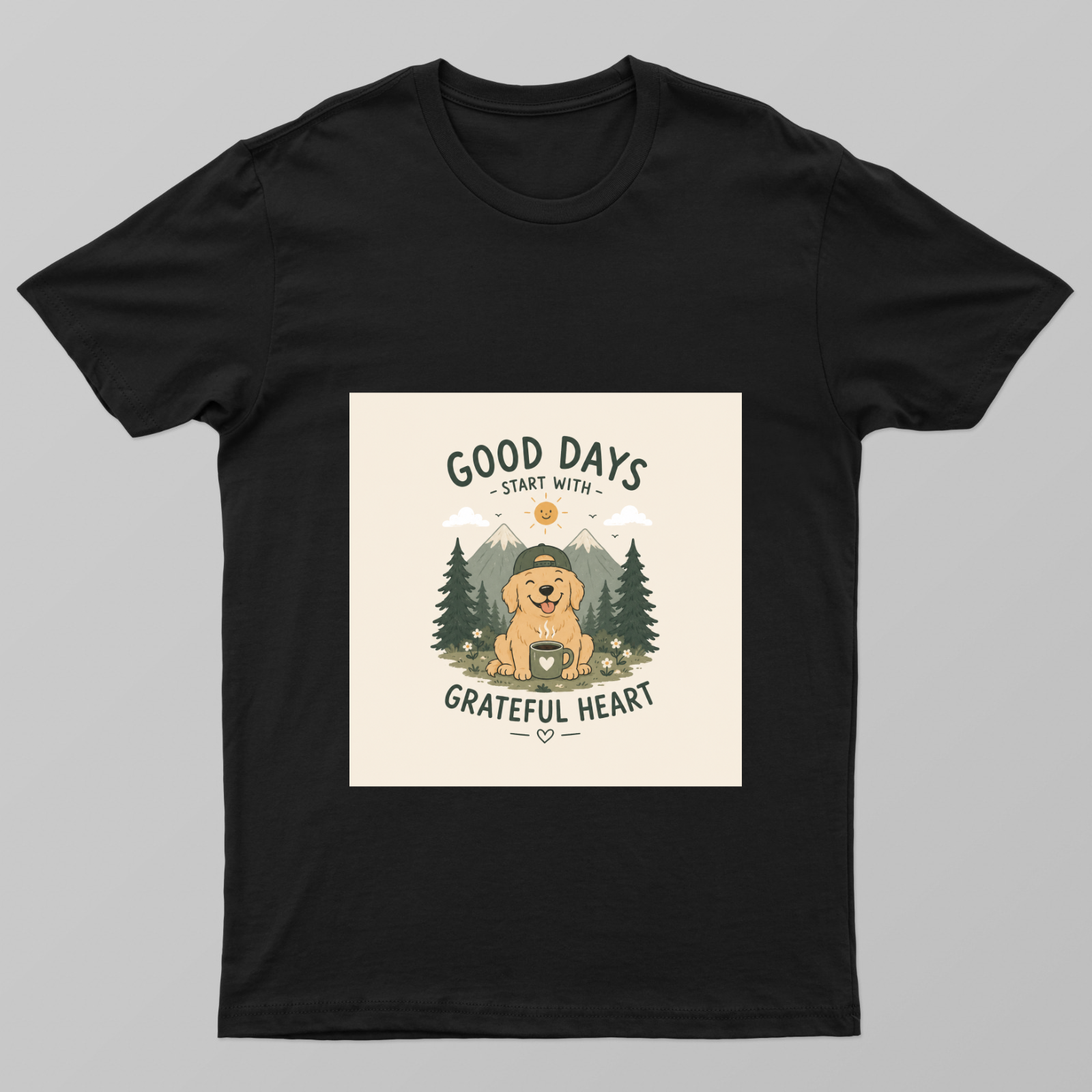 Cute Kawaii Dog Coffee Nature Typography T-Shirt Design Unisex T-shirt by Rohini Gudivaka