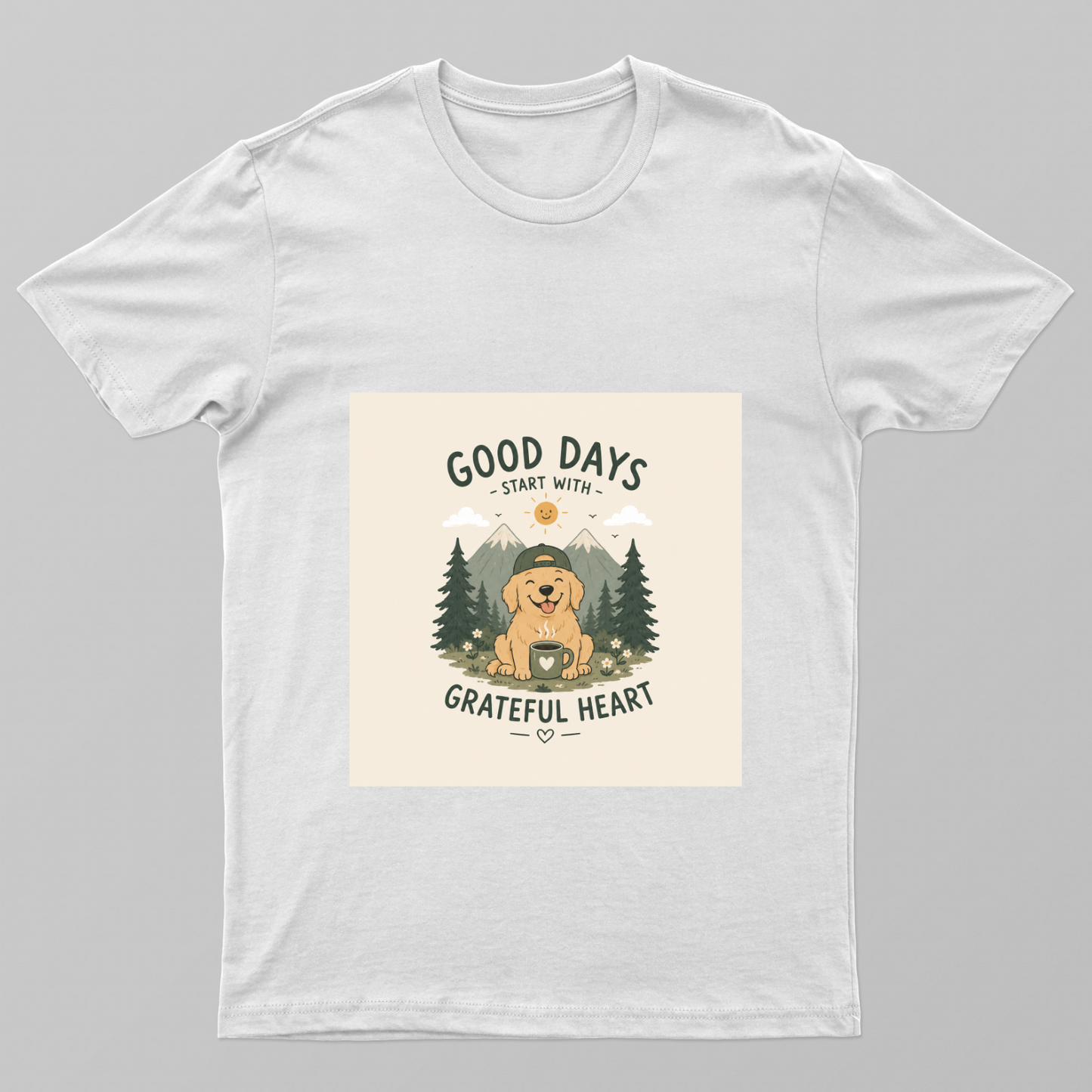 Cute Kawaii Dog Coffee Nature Typography T-Shirt Design Unisex T-shirt by Rohini Gudivaka