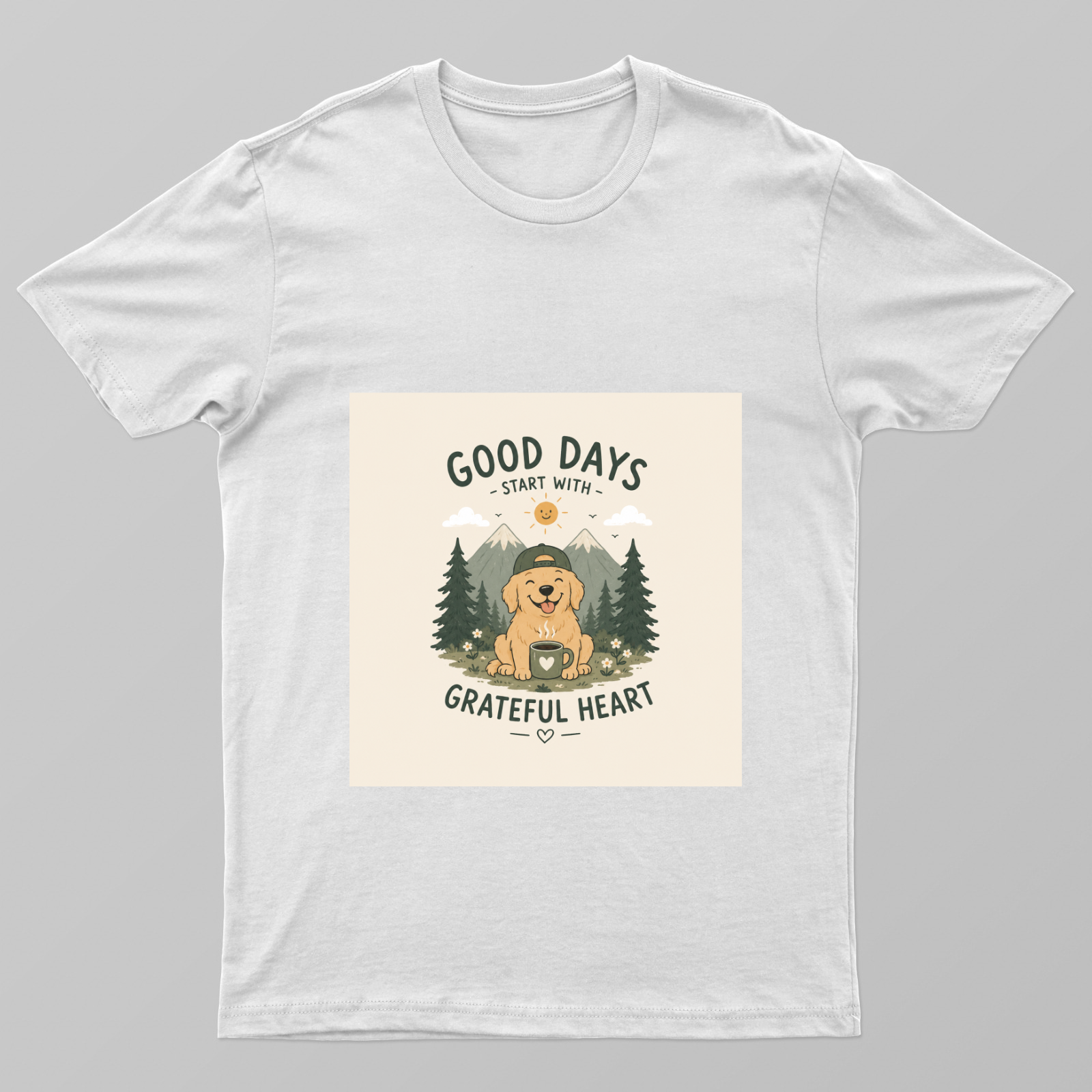 Cute Kawaii Dog Coffee Nature Typography T-Shirt Design Unisex T-shirt by Rohini Gudivaka