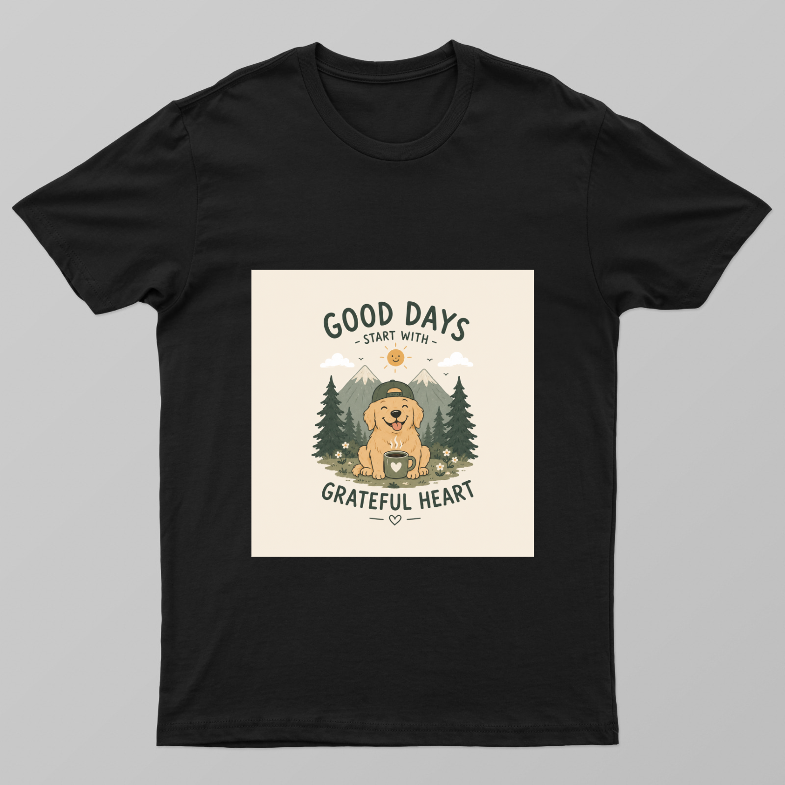 Cute Kawaii Dog Coffee Nature Typography T-Shirt Design" Unisex T-shirt by Rohini Gudivaka