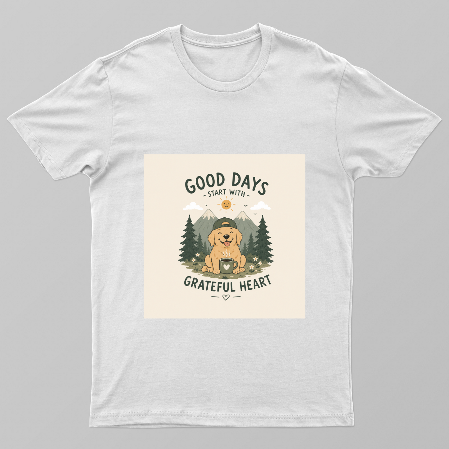 Cute Kawaii Dog Coffee Nature Typography T-Shirt Design" Unisex T-shirt by Rohini Gudivaka